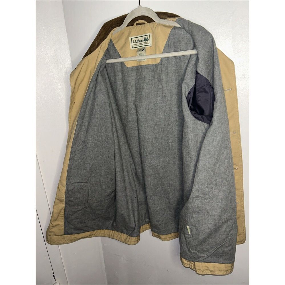 L.L.Bean Classic Barn Coat Khaki Cotton Canvas Corduroy Collar Field Jacket - Picture 8 of 8